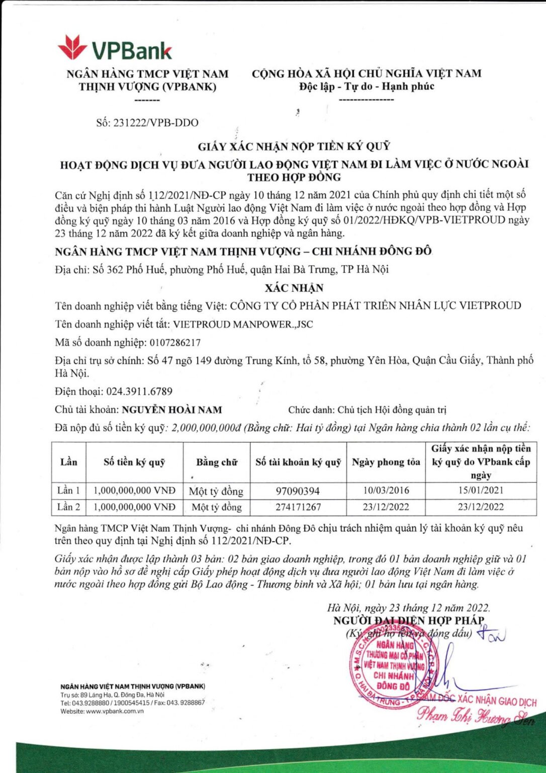 Văn bản phê duyệt mở rộng
